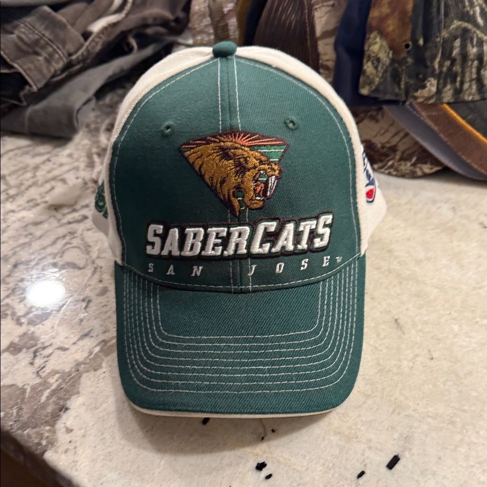 San Jose Sabercats Green and White Cap